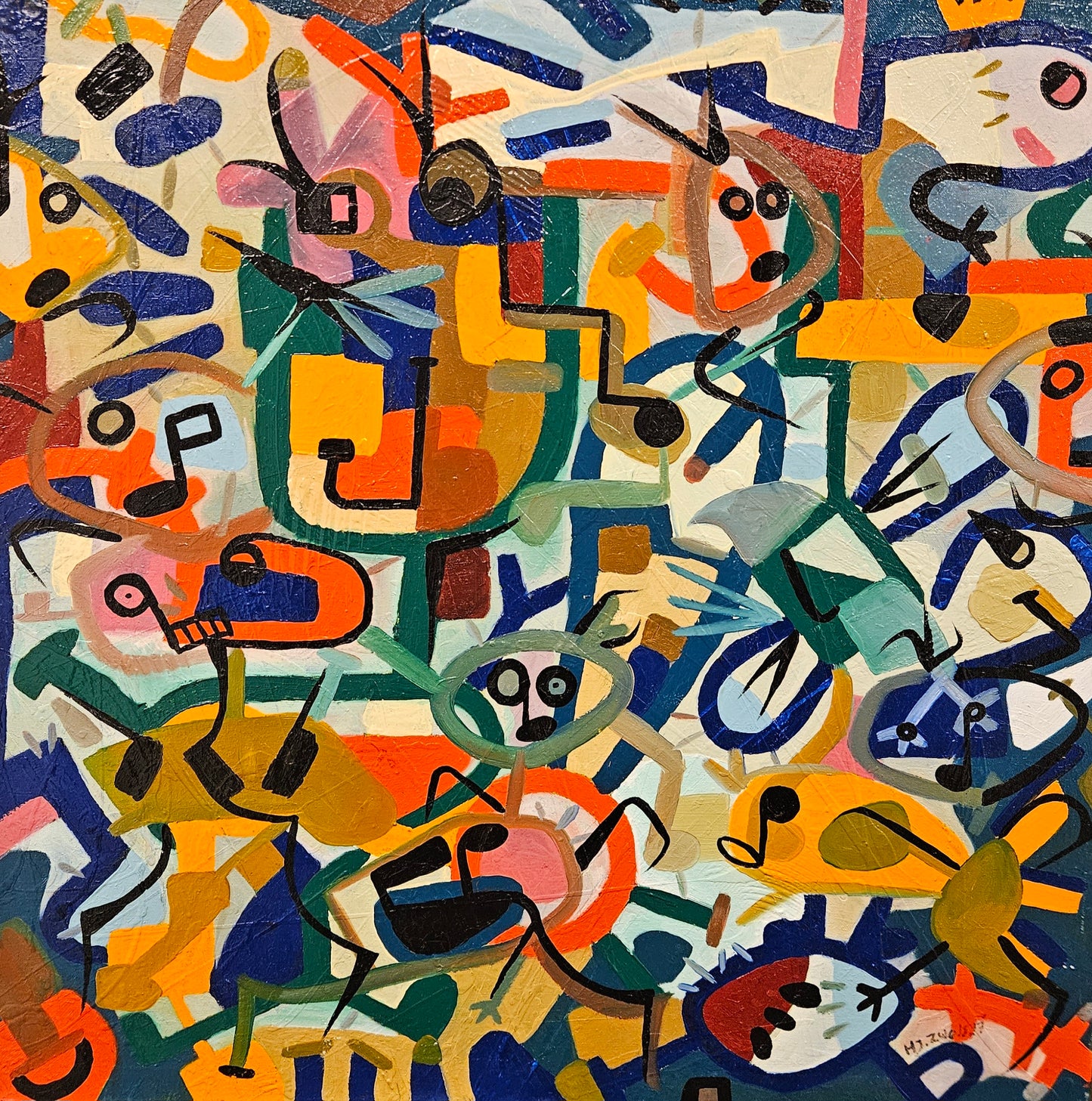 Justin Zwols Olieverf op doek Abstracte Compositie