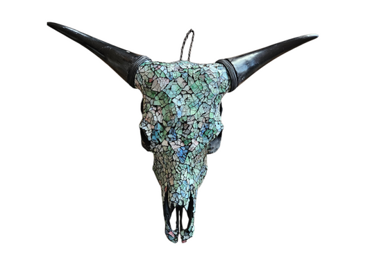 Koeienschedel met glasmozaïekinleg - Bos Taurus